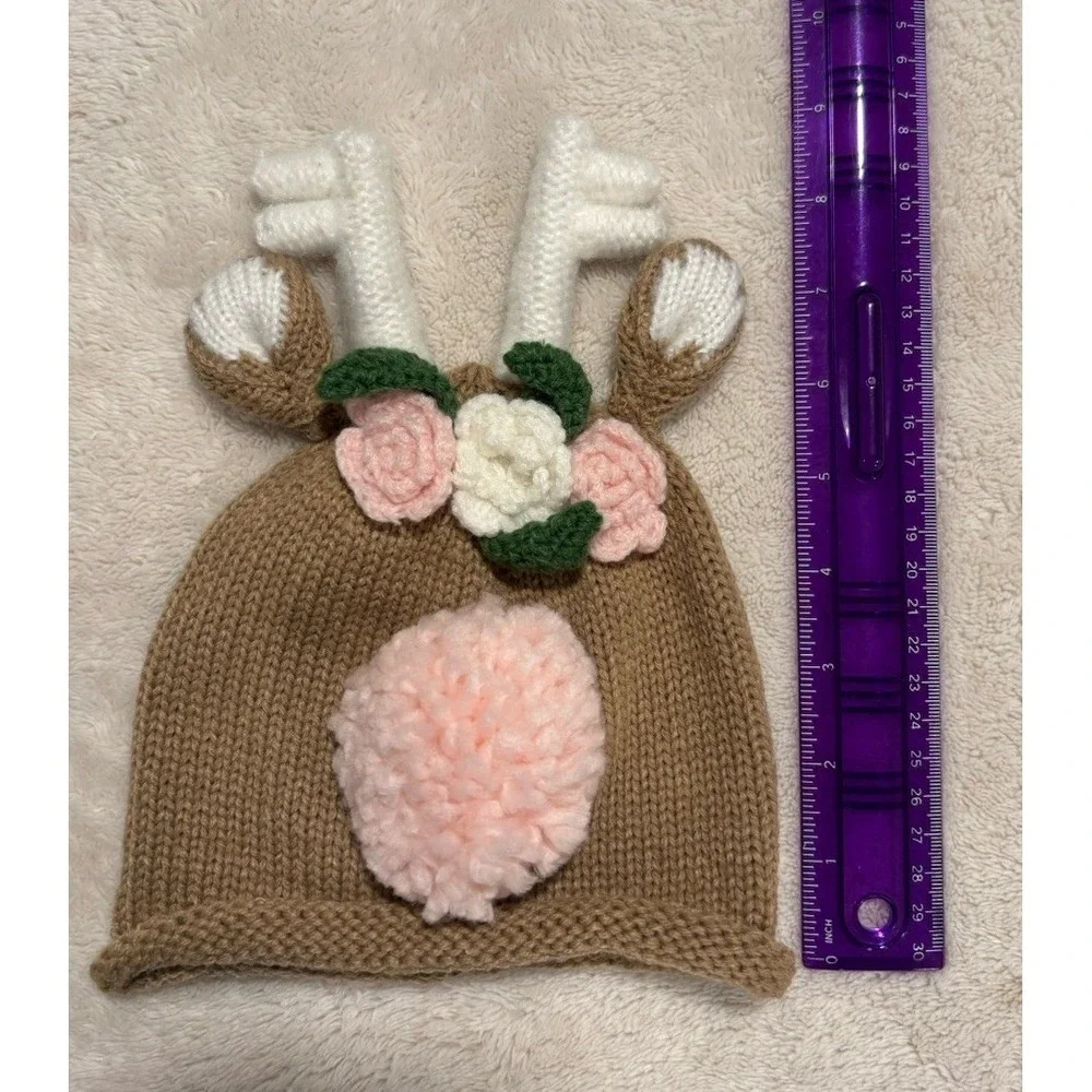 Mud Pie Toddler Baby ~ Deer Fawn Hat Cap Beanie Fall ~‎ 6M to 18M